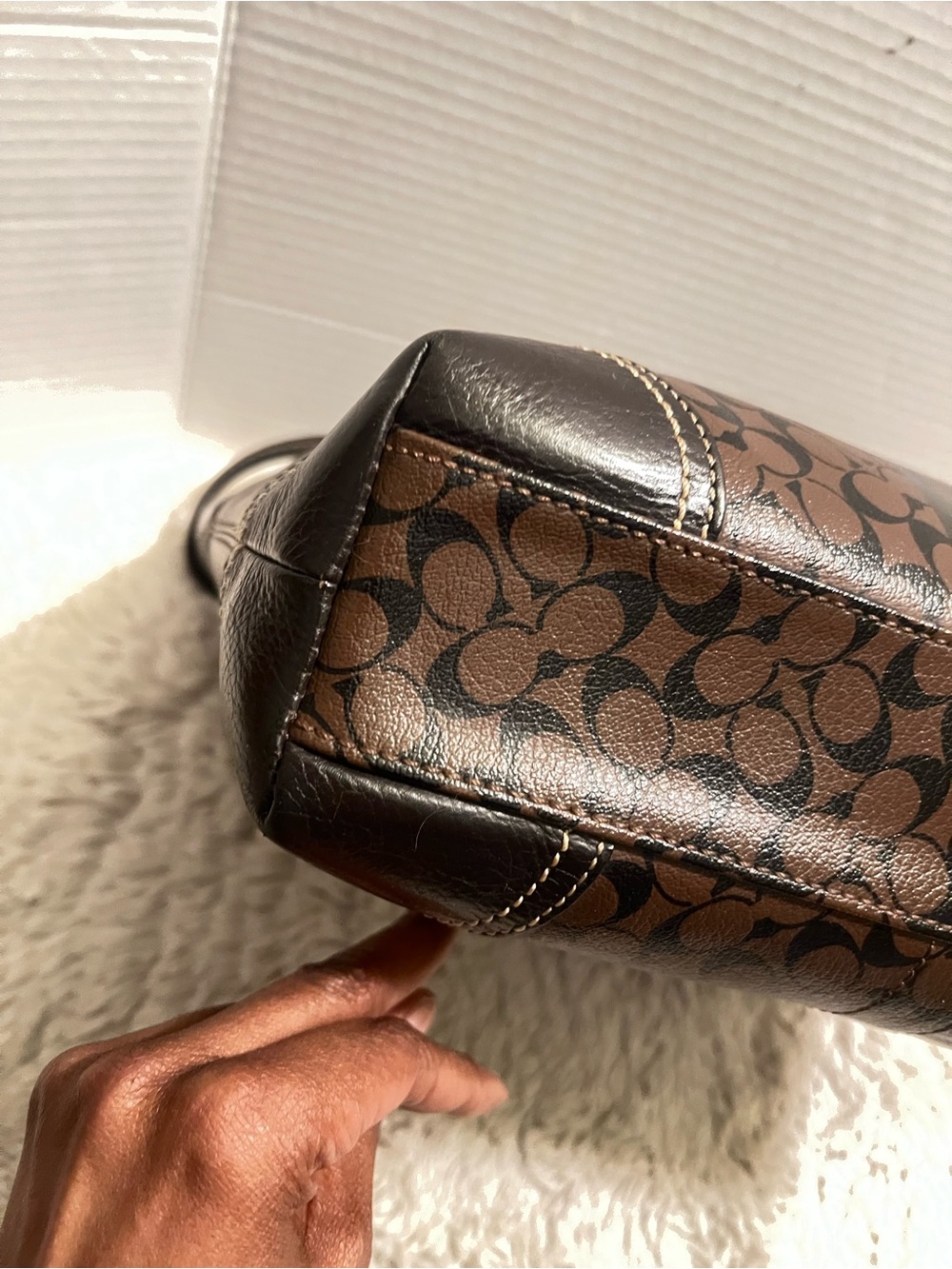 Vintage Coach Chelsea Heritage Brown Signature Stripe Tote - Picture 6 of 11